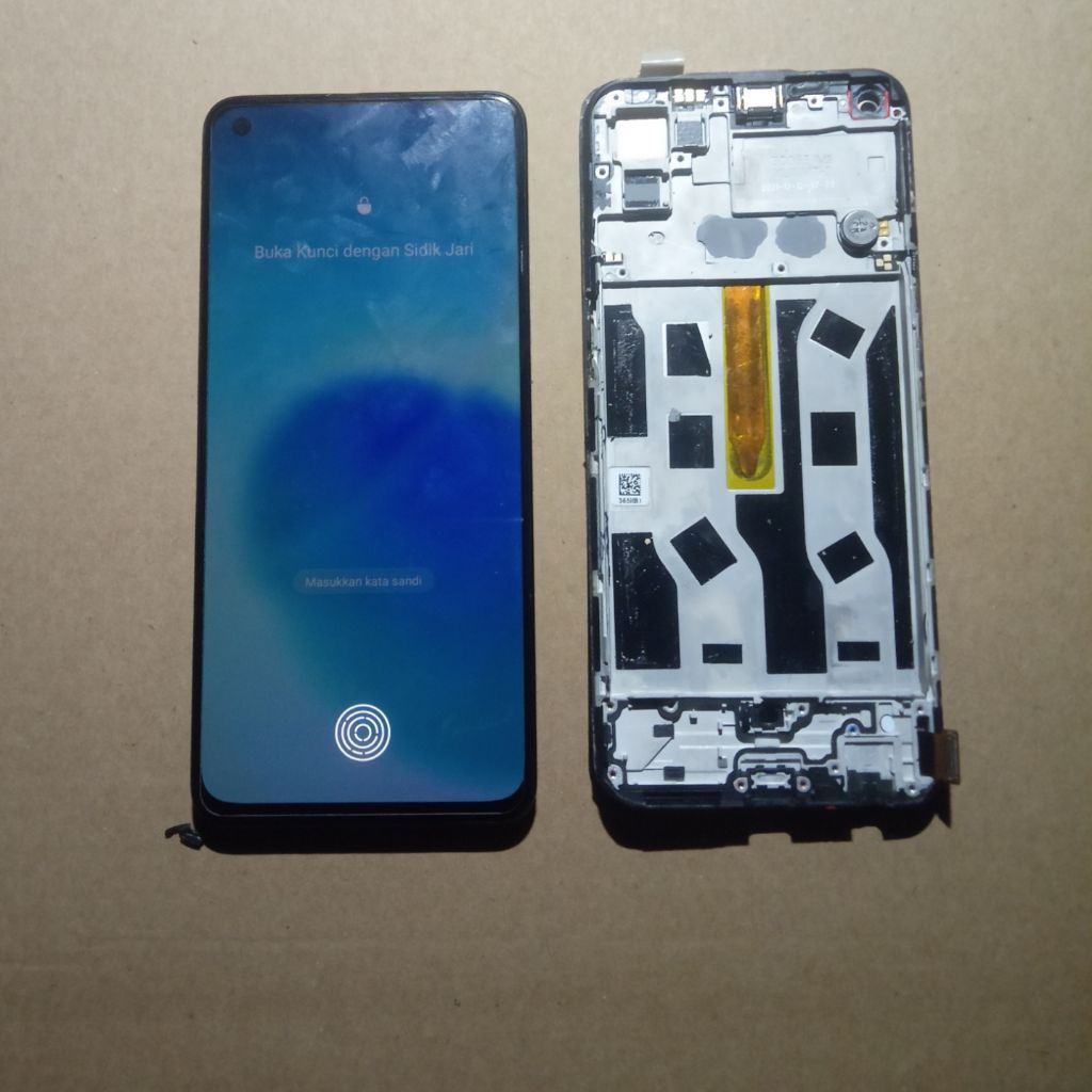 lcd copotan original oppo reno 5/6 + frame fingerprint on