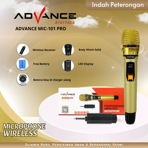 MICROPHONE WIRELESS ADVANCE 101 PRO/MIKROFON WIRELESS/MIKROFON TANPA KABEL MURAH