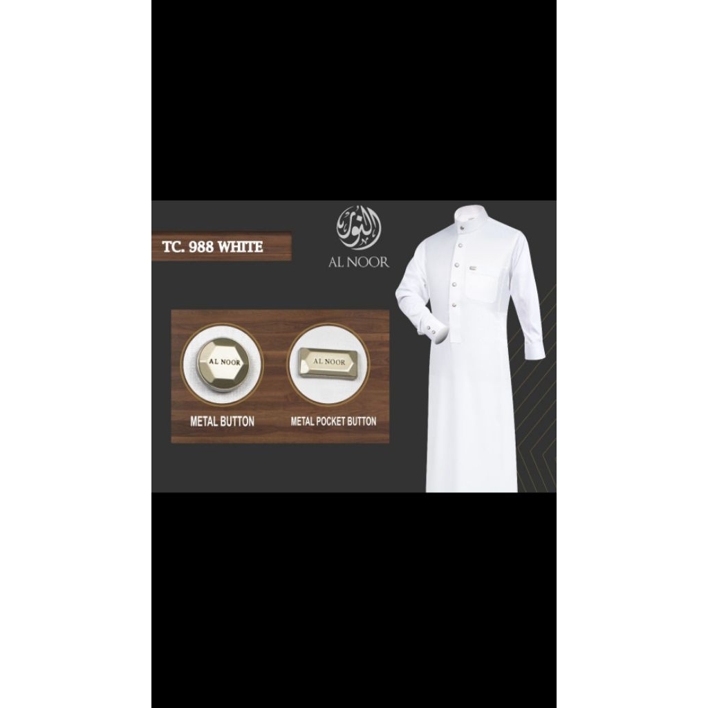 Gamis/Jubah Al Noor Putih Manset Premium