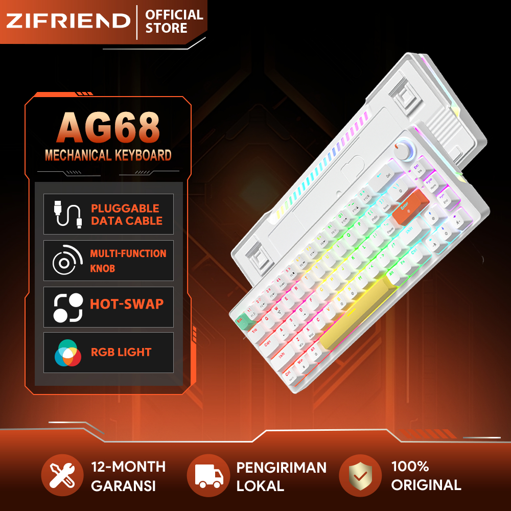 ZIFRIEND AG68 Mechanical Gaming Keyboard Gasket Structure Hotswap Rgb Backlit Wired Keyboard