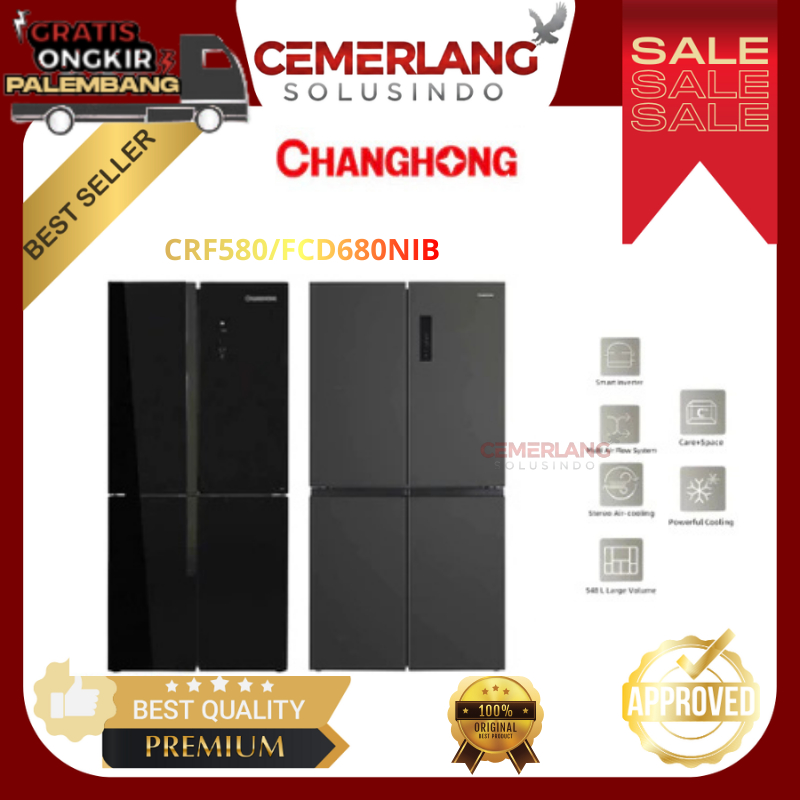 Kulkas Changhong Set By Side 4 Pintu CRF580 / FCD680NIB Kulkas 2 Pintu Changhong Kulkas Side By Side