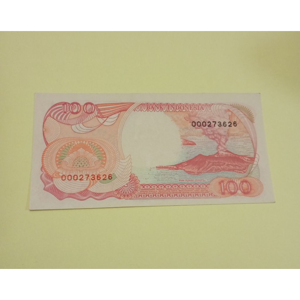 No Cantik Uang kertas kuno Indonesia Asli 100 phinisi, tahun 1992,seri seperti tanpa Huruf (angka se