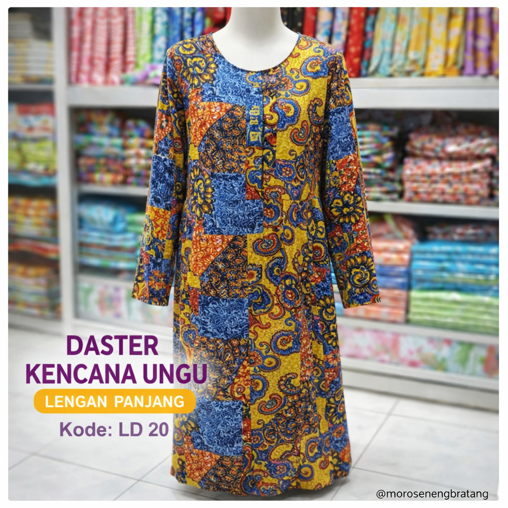 Daster KENCANA UNGU label biru LD 20 Longdress lengan panjang