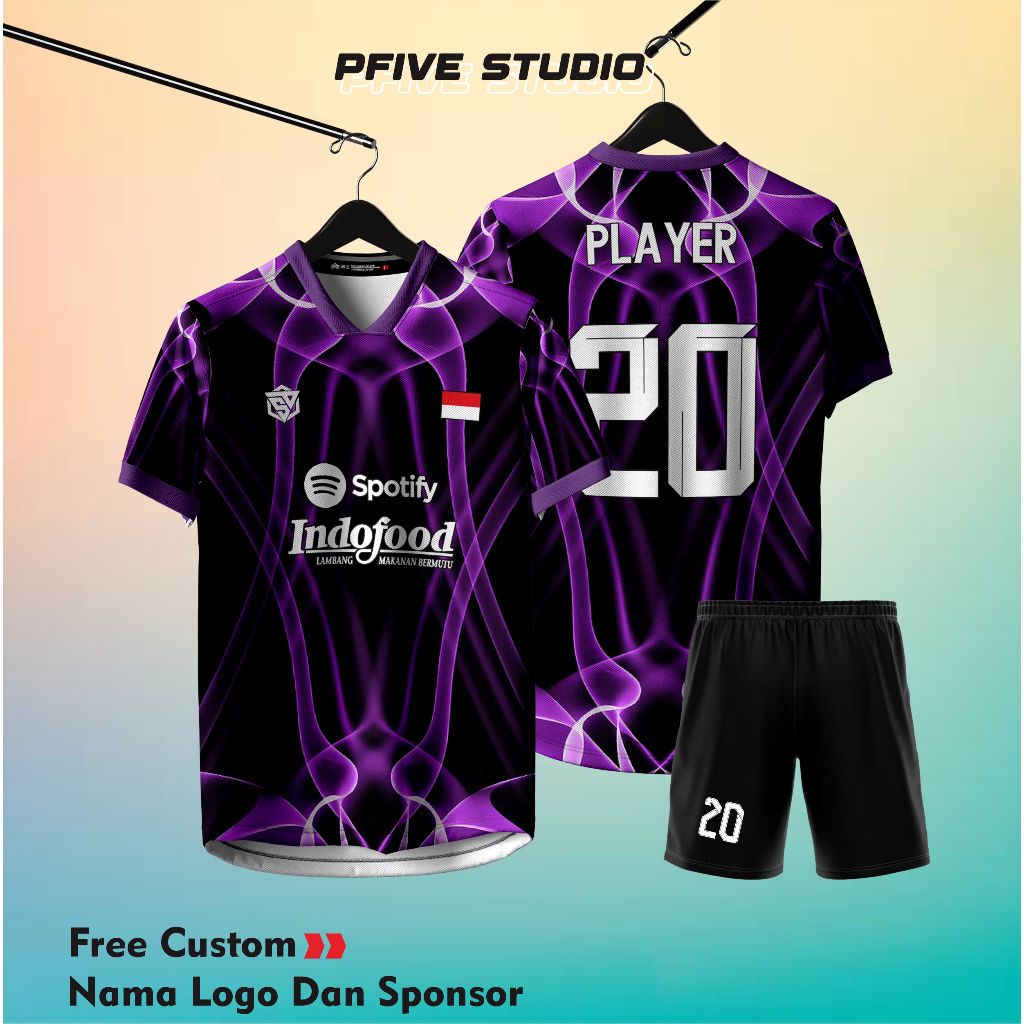 Jersey Futsal Purple Free Sablon Nama Full set