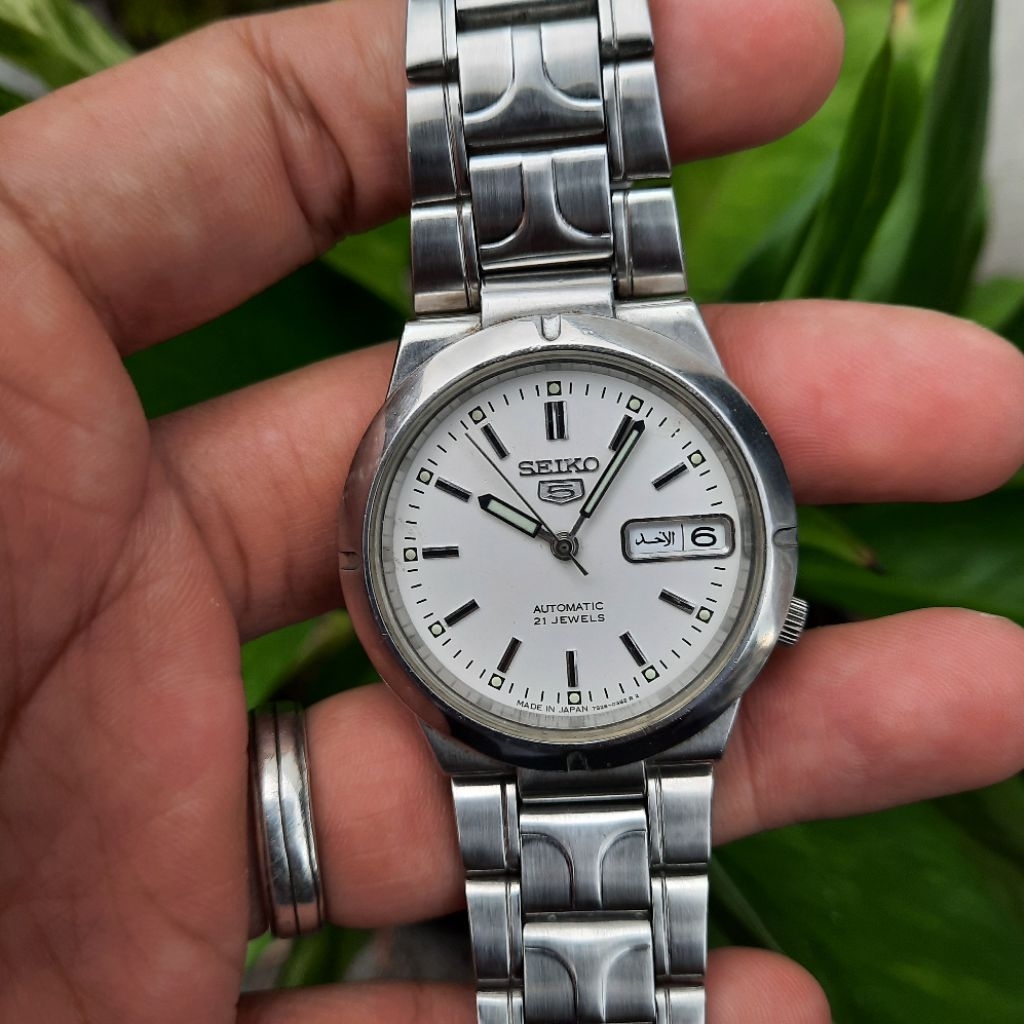JDM Seiko 5 Automatic 7S26-01Z0 White Putih Dial