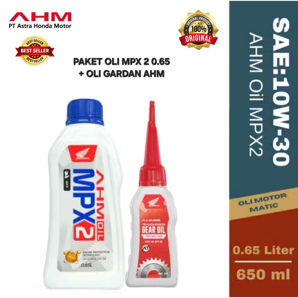 PAKET OLI AHM MPX 2 0.65 + OLI GARDAN AHM GEAR MATIC ORIGINAL AHM