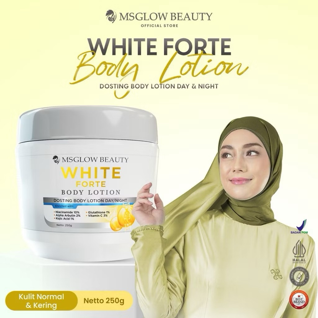 MS GLOW White Forte Body Lotion 250 GR - Mencerahkan Melembakan & Memudarkan Flek Hitam