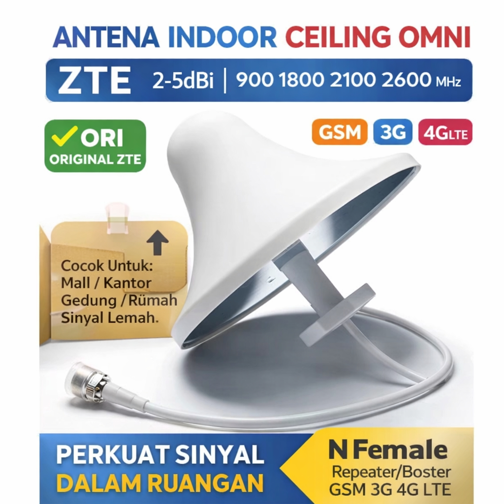 SMARTCOM Antena Wifi Plafon Indoor ZTE Omni 880-2635MHz 2-5dBi N-Type Female Untuk Repeater Booster 