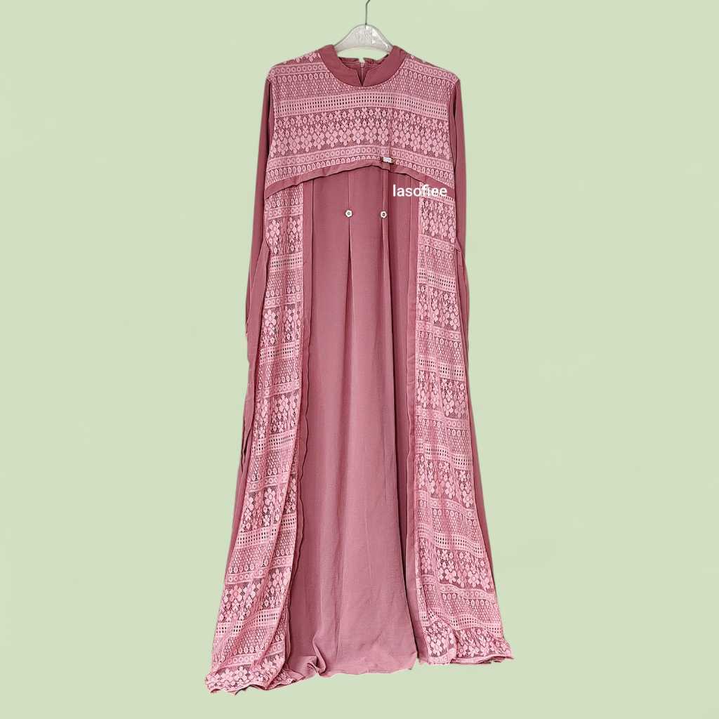 LASOFIEE 02 - Gamis Brokat Kombinasi /Kondangan Wanita Mewah Baju Pesta Muslimah/gamis Brokat Panjan