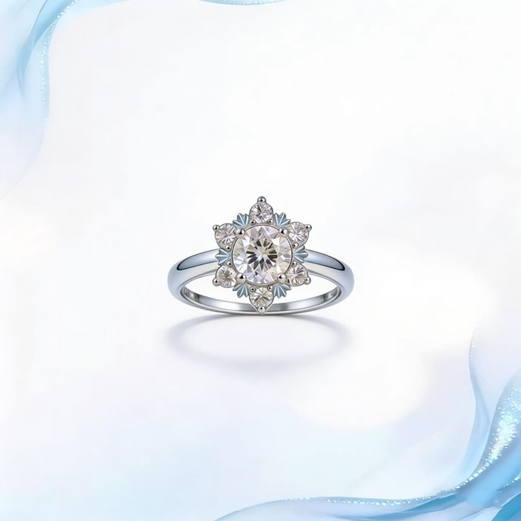 Cincin Berlian - Cincin Pertunangan Berlian Asli dan Cincin Kawin - Cincin Kepingan Salju 1 Karat