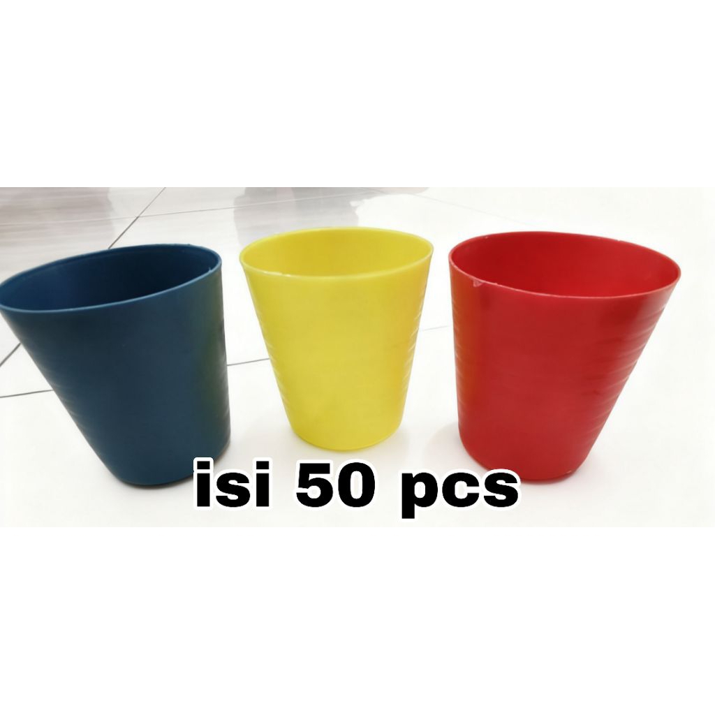 isi 50pcs souvenir pernikahan gelas plastik tanpa kemasan