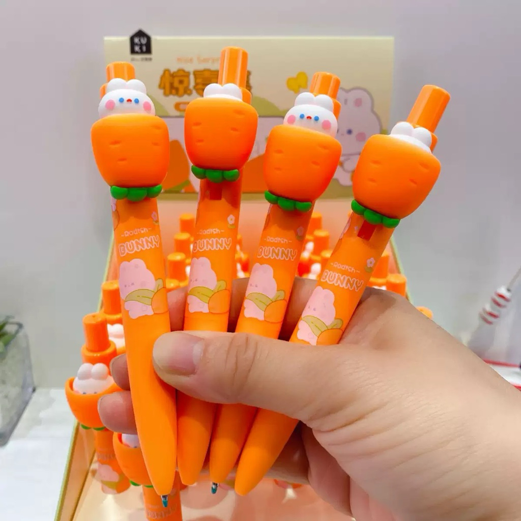 Gel Pen 0.5 KUKI KK-8227/ Gel Pen Wortel/ Gel Pen Fancy/ Gel Pen Imut/ Gel Pen Kelinci/ Gel Pen Kara