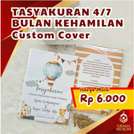 Buku Pengajian 4/7 Bulan Kehamilan | Souvenir Tasyakuran 4/7 Bulanan Custom Nama dan Desain