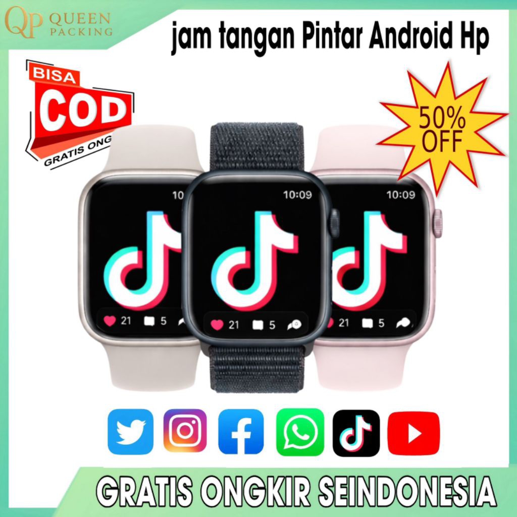 Jam Tangan Pintar Android HP Layar Sentuh Bisa Telpon WhatsApp Tahan Air Smartwatch Pria Wanita