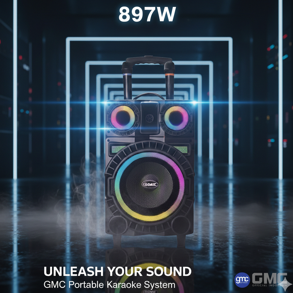 Speaker Trolley Portable Bluetooth Multimedia GMC 897W 10in Speaker GMC 897W BASS BESAQR Jernih