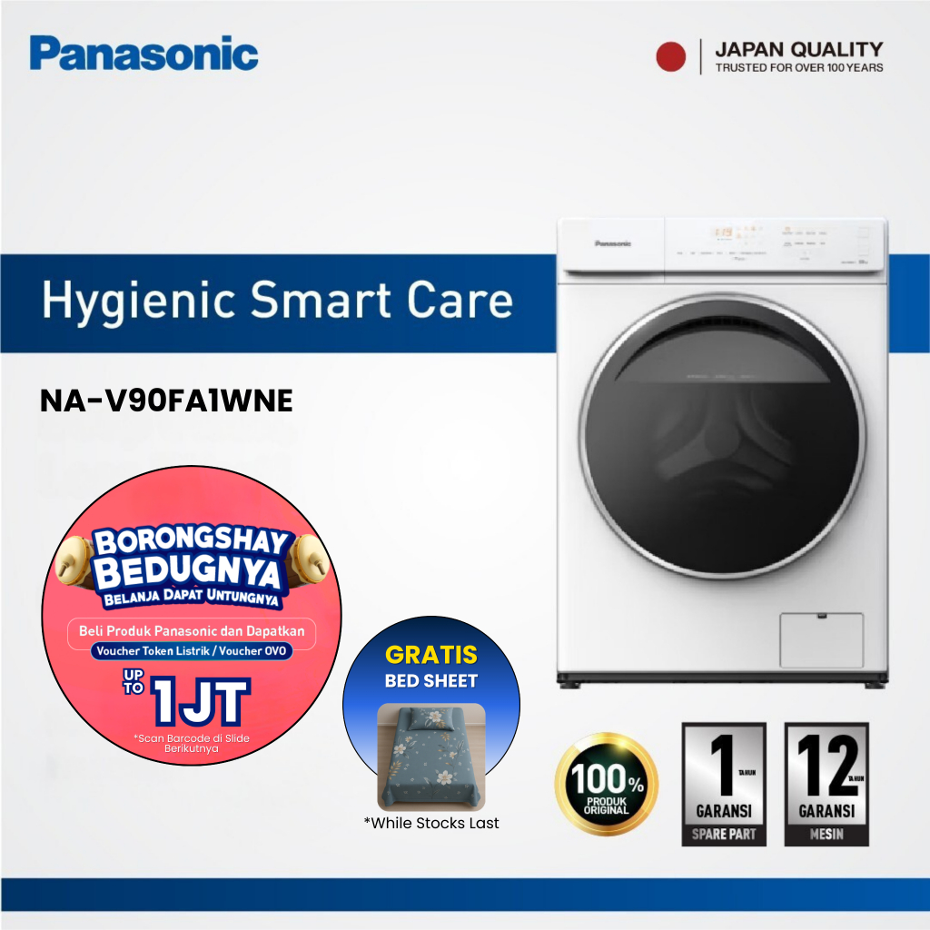 Panasonic NA-V90FA1WNE Mesin Cuci Front Loading 9 Kg Putih