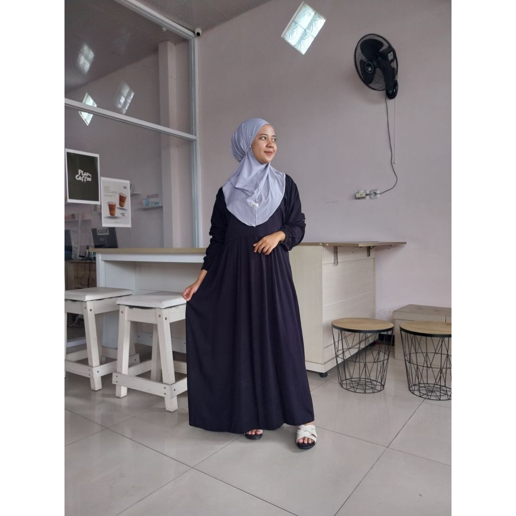 Sunshine Gamis Hitam Polos Rayon Premium