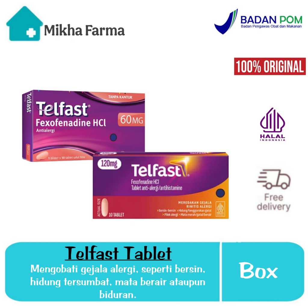Telfast Tablet/ Variant ( 60mg dan 120 mg ) - Obat Rhinitis Alergi