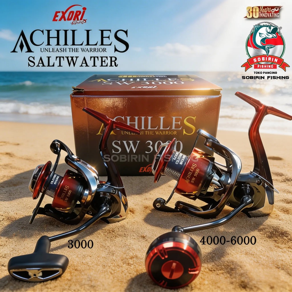 REEL EXORI ACHILLES SW POWER HANDLE UKURAN 3000-5000 | Reel exori saltwater achiles