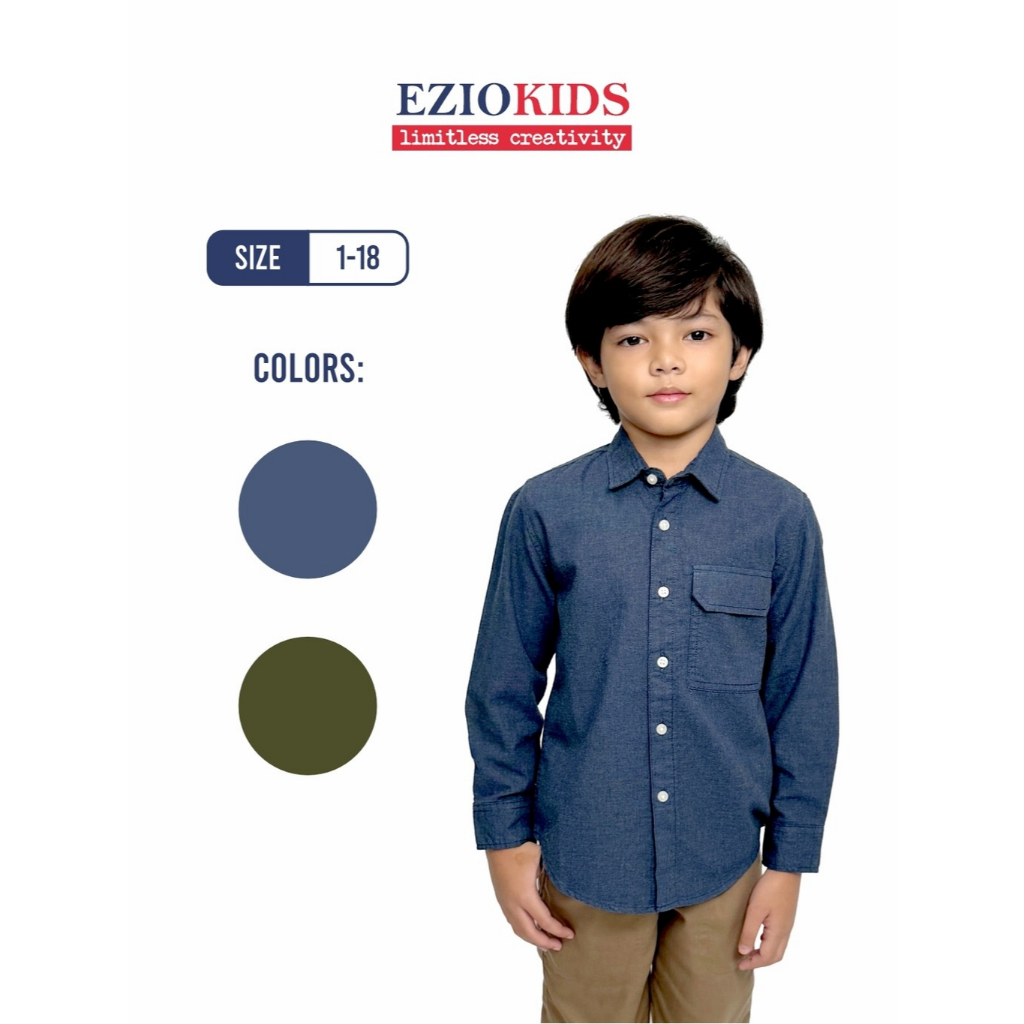 Ezio Kids Kemeja Anak Kantong Tutup Lengan Panjang