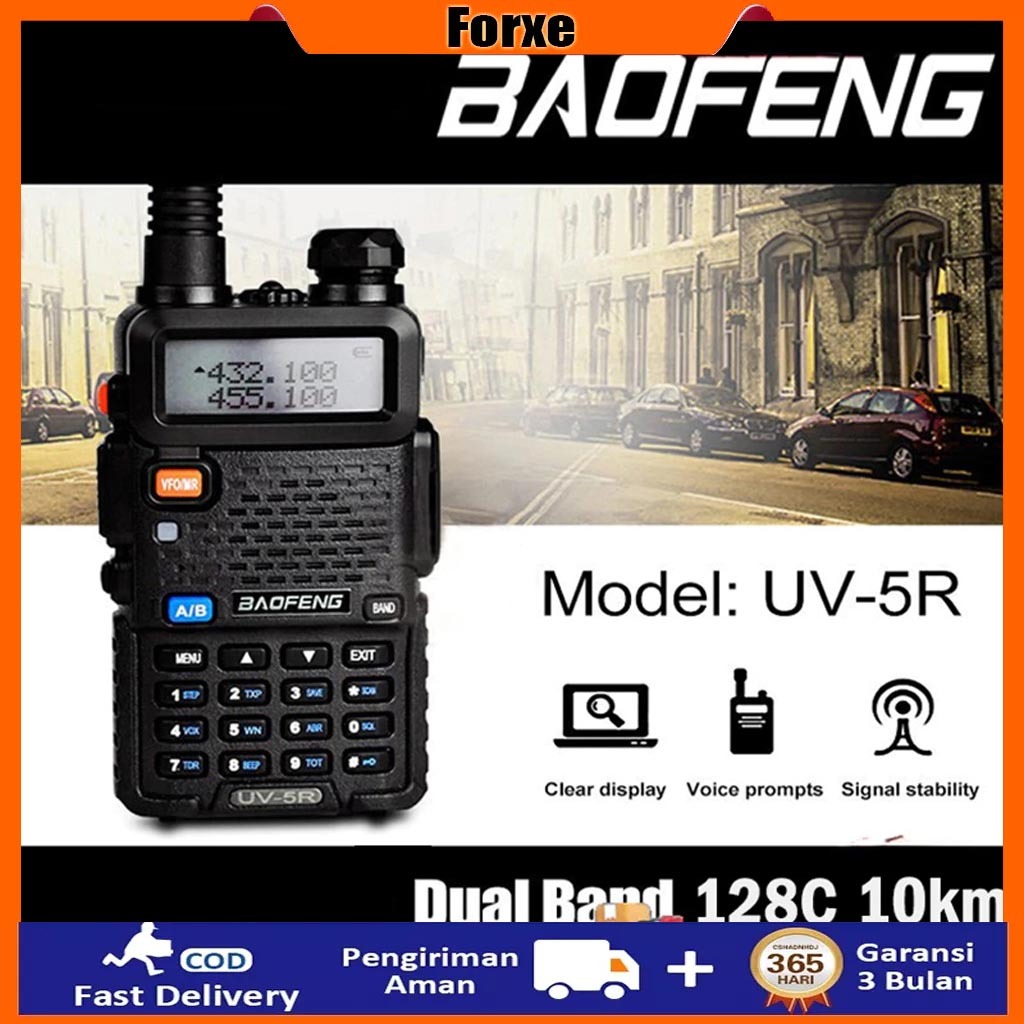 [COD]BAOFENG UV5R Walkie Talkie Dual Band 5W 8W 128CH UHF+VHF - HT UV-5R /HT Jarak Jauh Jarak 10km