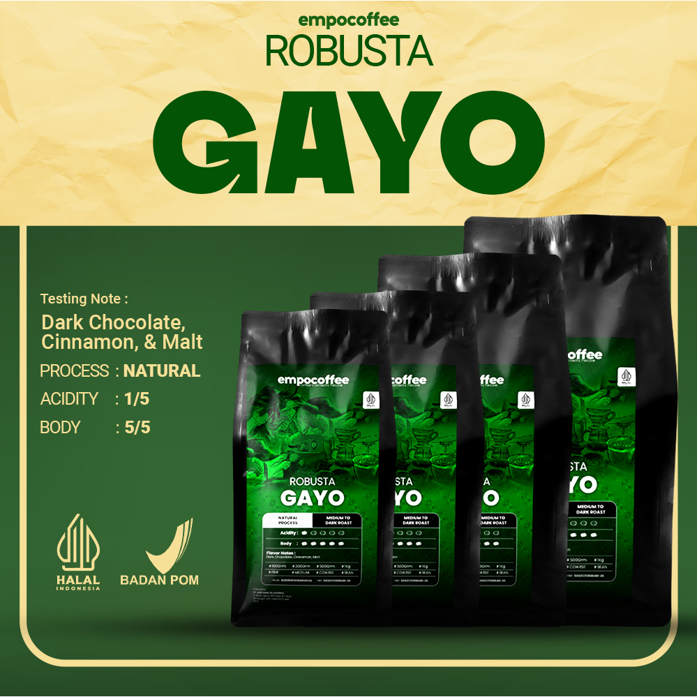 Empo Coffee Biji Kopi Bubuk Robusta Aceh Gayo Sumatra Coffee Bean Espresso Roast Coffe Roasted Beans