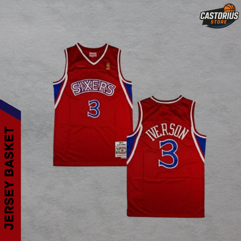 Baju Jersey Basket Classic Allen Iverson Philadelphia Sixers Merah - 76ERS PHILA MERAH IVERSON #3
