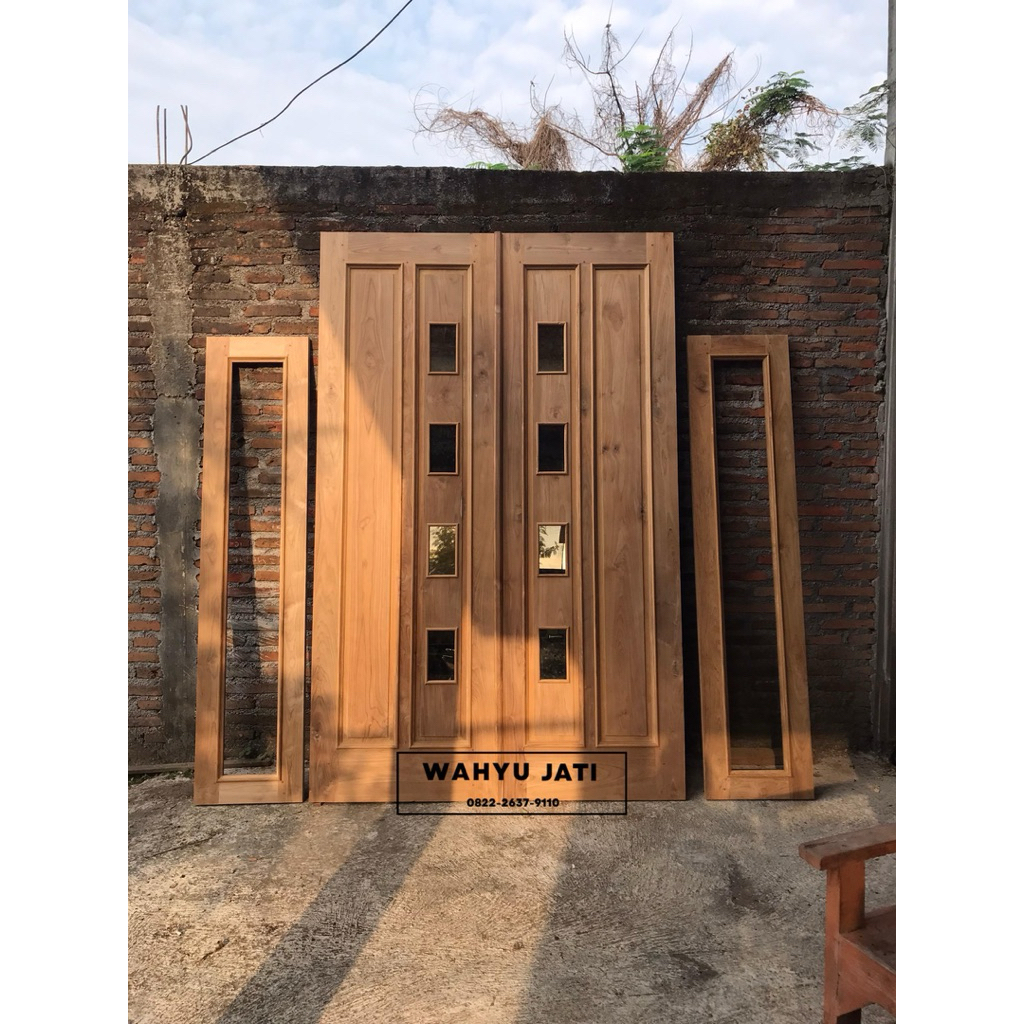 WJN Pintu kupu tarung kayu jati 100% pintu utama