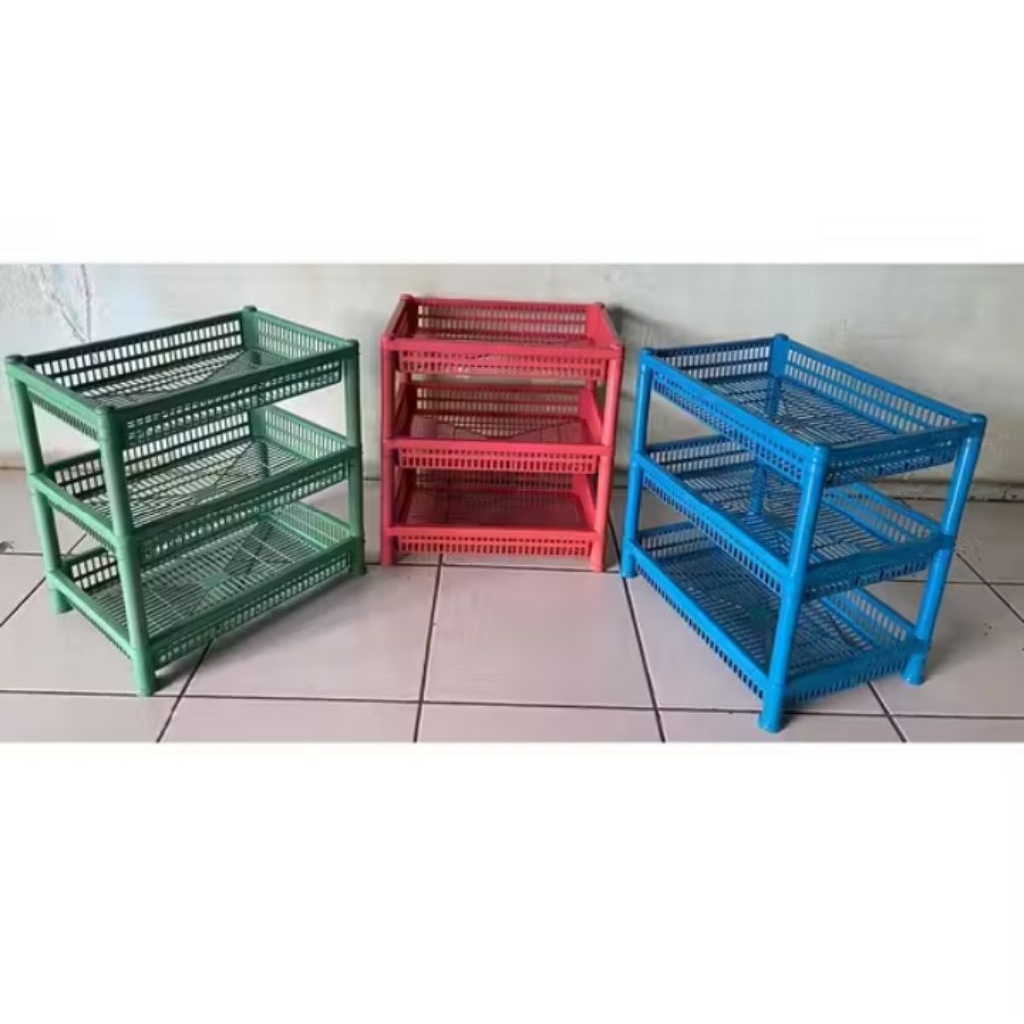 RAK BUMBU PLASTIK MEREK HOBBIT/ RAK PLASTIK SUSUN 3/ RAK MAKE UP/ KERANJANG SUSUN MINI