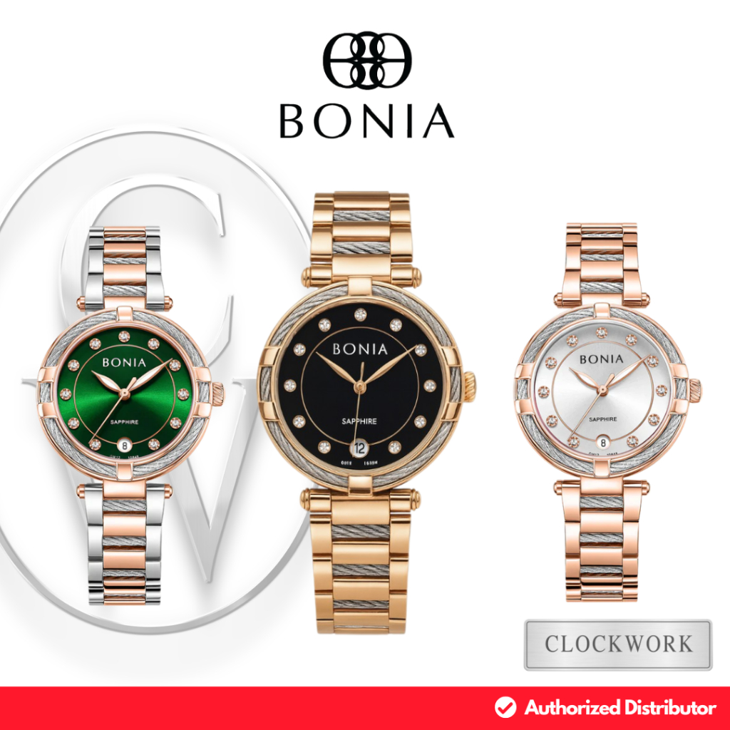 Jam Tangan Wanita Bonia Valore BNB10848 Rantai Oyster Mewah Elegant Formal