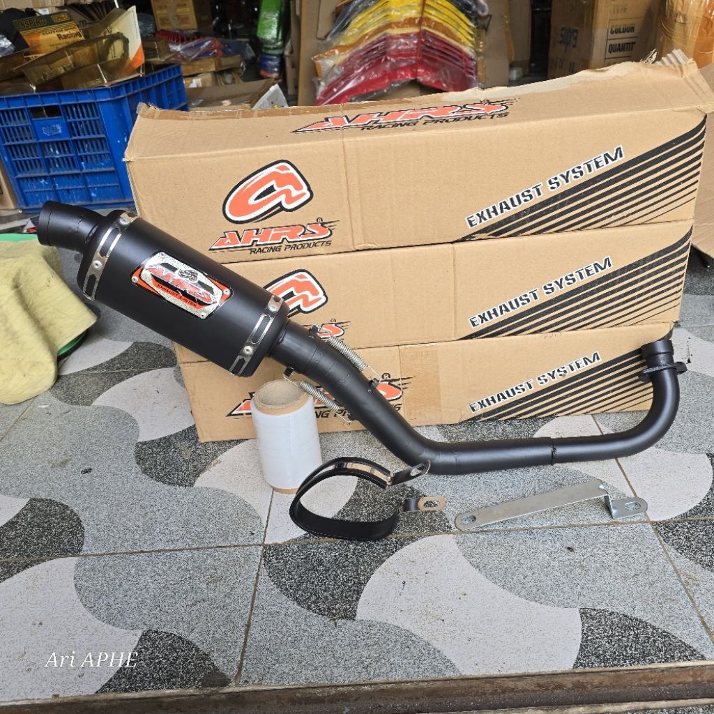 PROMO knalpot AHRS trioval BLACK original MIO KARBU / SPORTY / SMILE / SOUL KARBU