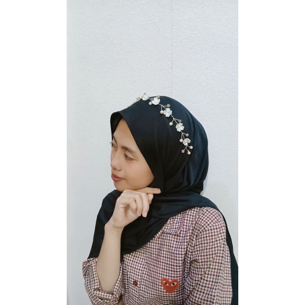 aksesoris hijab bandana mutiara motif bunga2