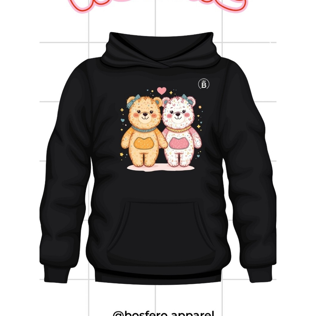 Hoodie Teddy Bear Couple Lucu Aesthetic | Sweater Hoodie Pria Wanita Unisex
