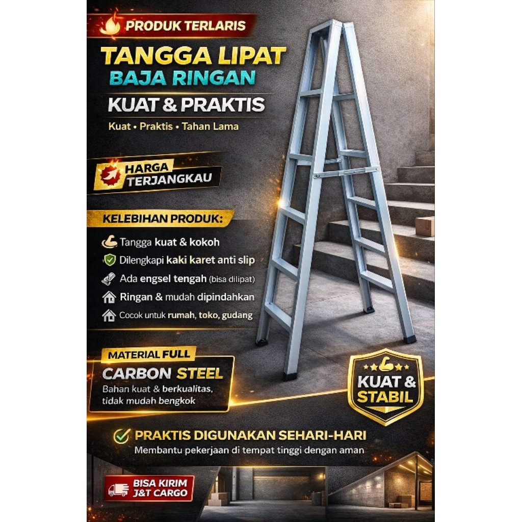 Tangga lipat baja ringan premium