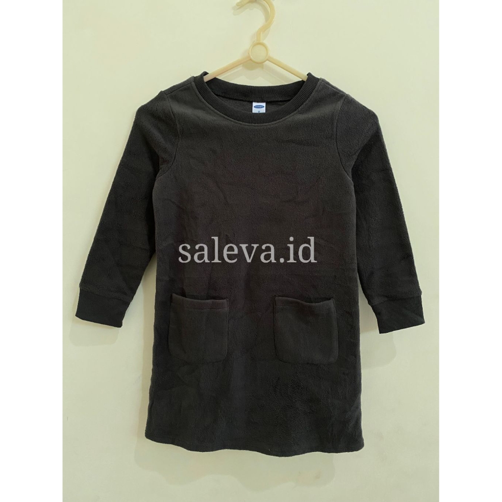 OLD NAVY Sweater Dress Anak Tebal Hangat Lengan Panjang Saku Depan Abu Abu Tua Branded New Old Stock