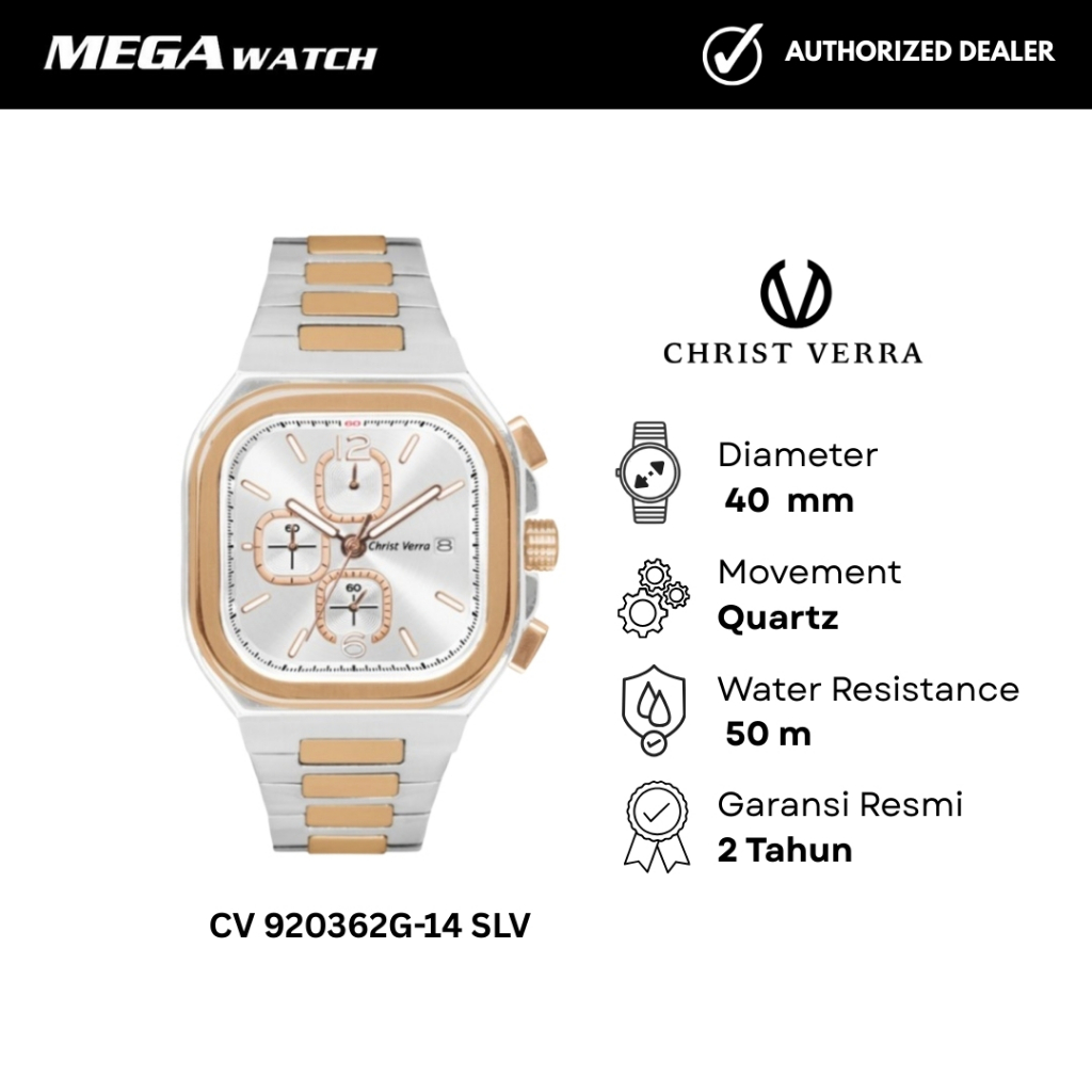 Jam Tangan CHRIST VERRA Pria Original CV 920362G-14 SLV