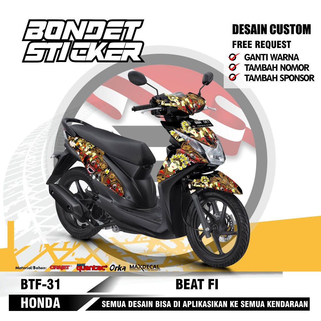 STIKER MOTOR - DECAL MOTOR HONDA BEAT FI INJEKSI 2012/2013/2014