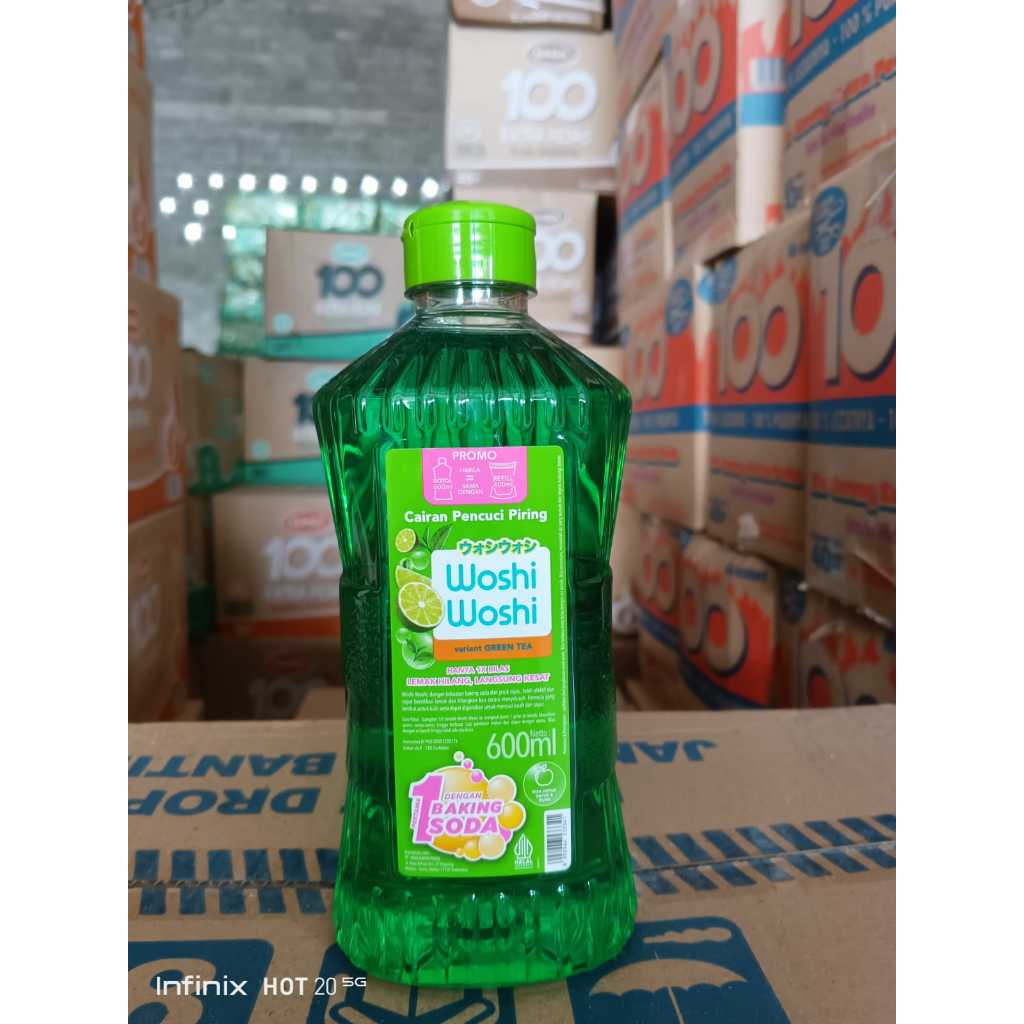 Dishwash Woshi Woshi Greentea 600ml Kemasan Botol
