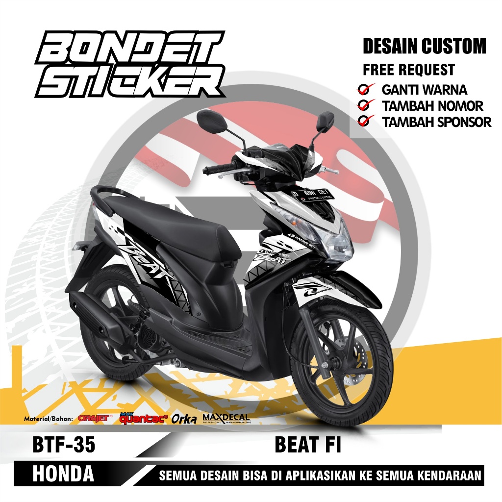STIKER MOTOR - DECAL MOTOR HONDA BEAT FI INJEKSI 2012/2013/2014
