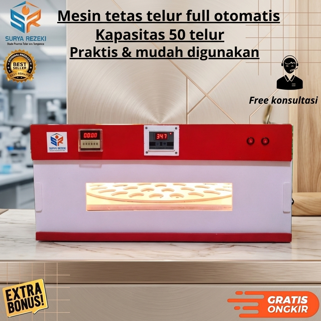 MESIN TETAS TELUR FULL OTOMATIS MESIN PENETAS TELUR KAPASITAS 50 TELUR AYAM BEBEK DAN BURUNG