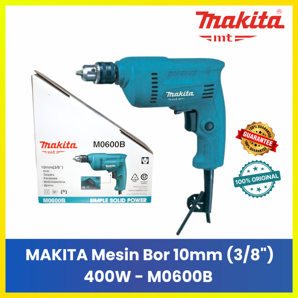 Makita Mesin Bor Listrik 10mm 3/8" - Alat Pertukangan Bor Besi Kayu High Speed