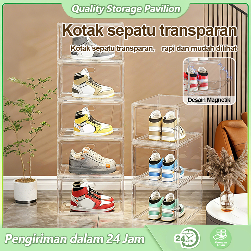 Rak Display Sepatu Akrilik Bening/Akrilik Ukuran Besar Tempat Serbaguna Tahan Debu Rak Sepatu Box