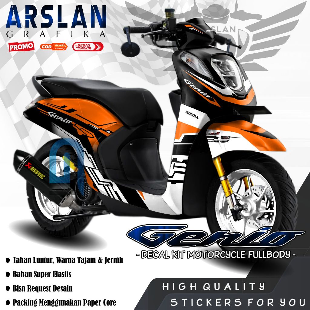 Decal GENIO Full Body Stiker Yamaha GENIO Full Body Dekal GENIO Full Body Variasi / Desain Hitech