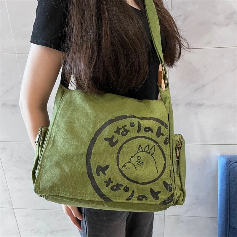 Tas Selempang Kanvas Korea Multi-Kompartemen