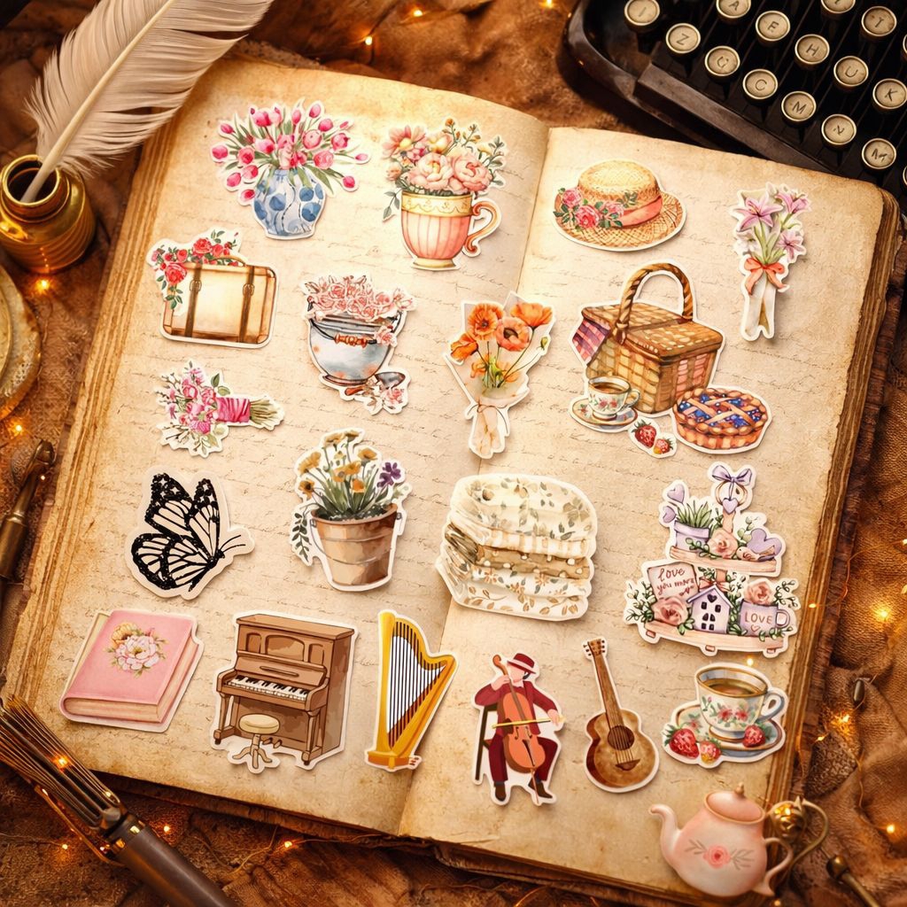 40 Sticker Vintage Aesthetic