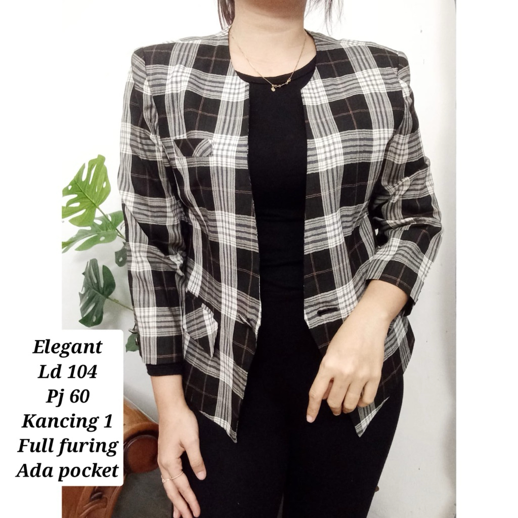 Blazer wanita kotak kotak / paid blazer