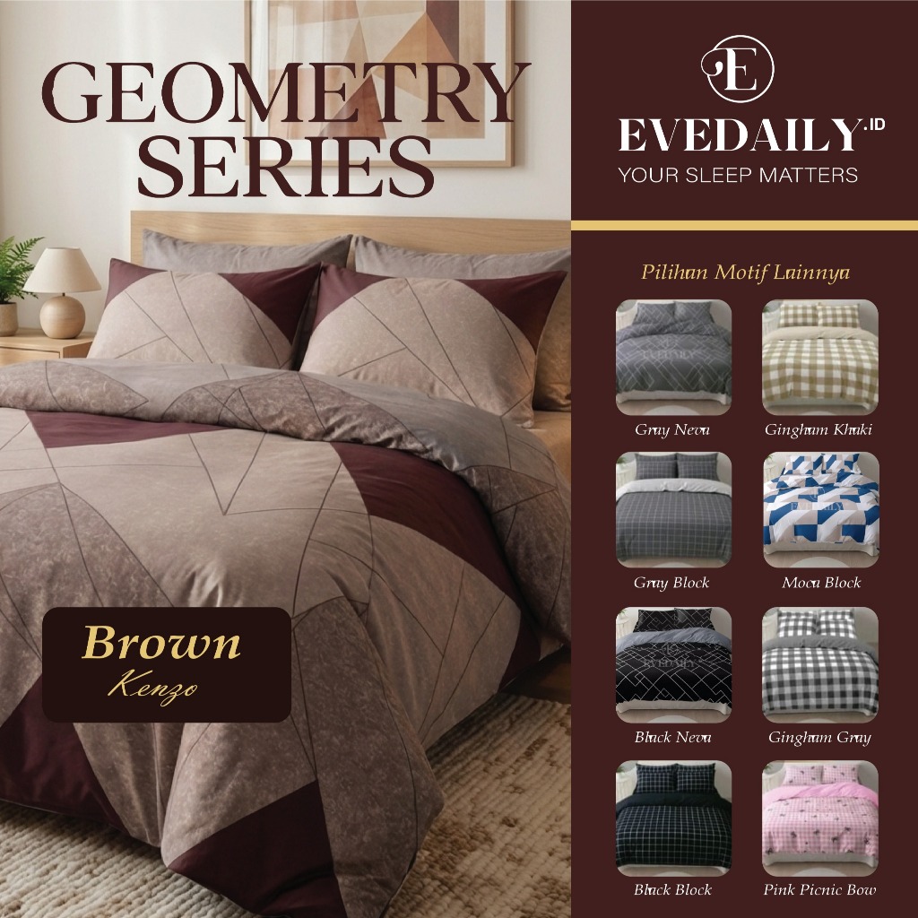 GRID KOTAK GEOMETRI  - Bed Cover Set Geometri Block Series -Evedaily