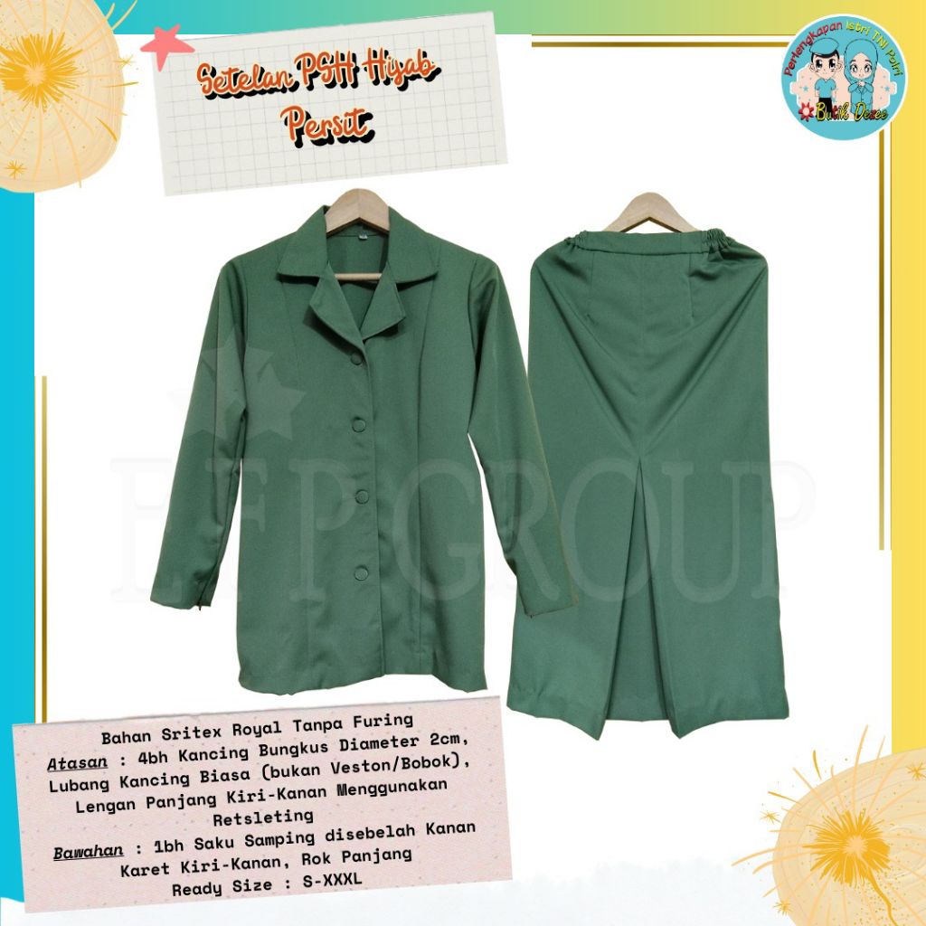 SETELAN PSH PSL PERSIT MUSLIM BAHAN SEMIWOOL UK S - XXXXL