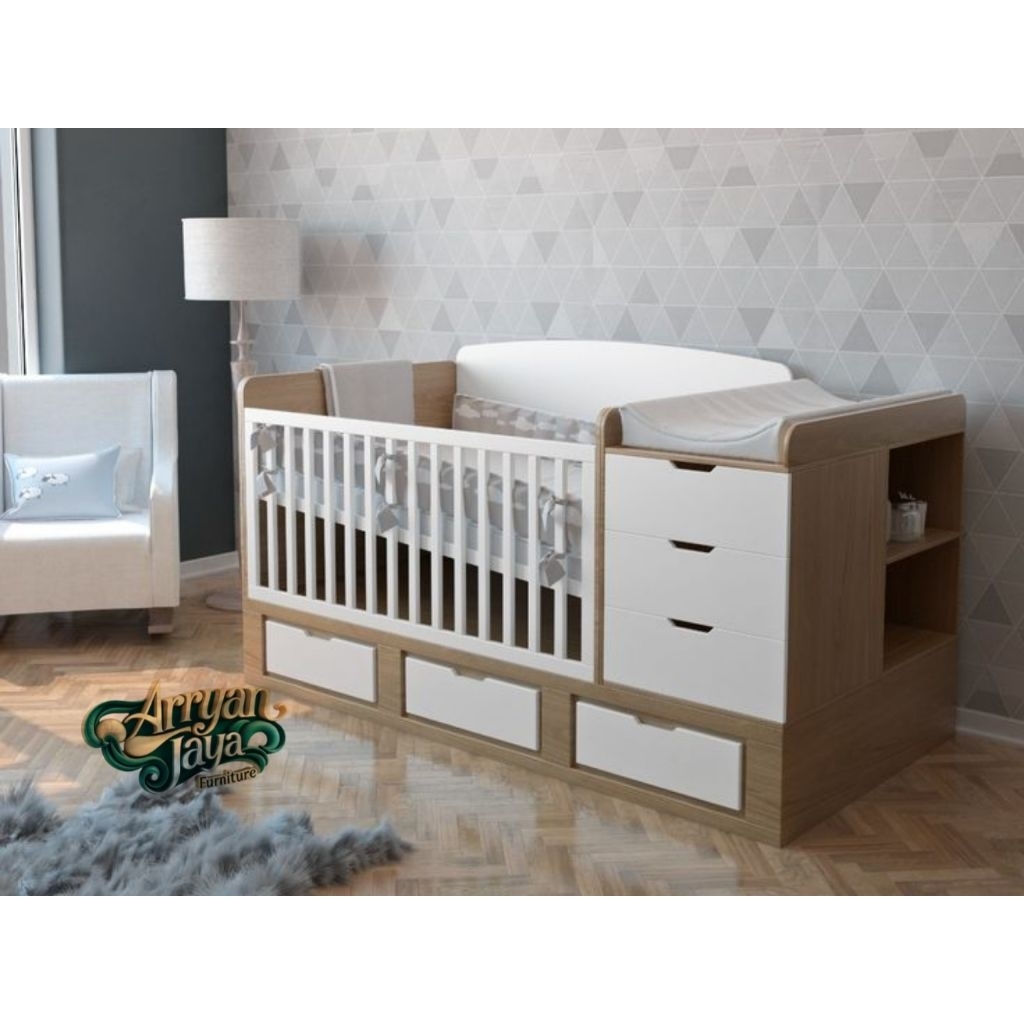 box bayi tafel kayu jati , tempat tidur bayi jati