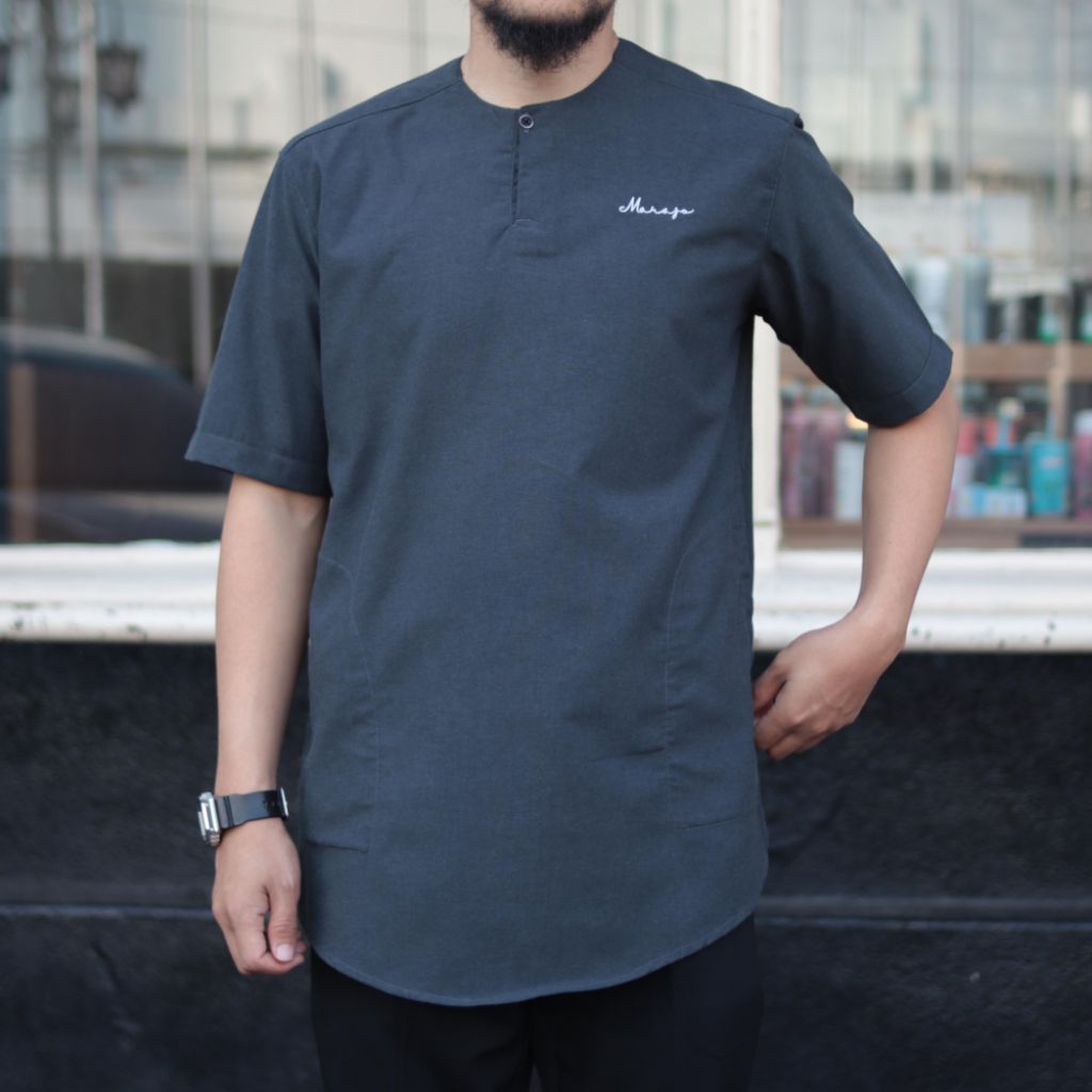 new marajo baju koko kurta pria lengan pendek casual polos